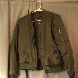 Olive Green Puff Bomber Jacket